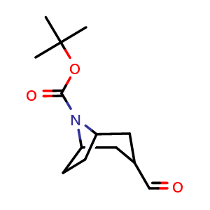 Chemical structure of tert-Butyl 3-formyl-8-azabicyclo[3.2.1]octane-8-carboxylate , CAS 799283-63-9, AChemBlock AD289011