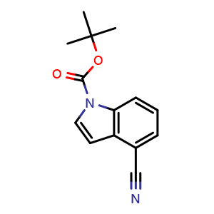 Chemical structure of 1-Boc-1H-indole-4-carbonitrile , CAS 1233500-93-0, AChemBlock AD289017