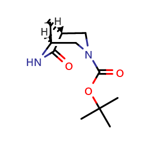 Chemical structure of tert-butyl (1R,5S)-7-oxo-3,6-diazabicyclo[3.2.1]octane-3-carboxylate , CAS 3095751-56-4, AChemBlock AD289022