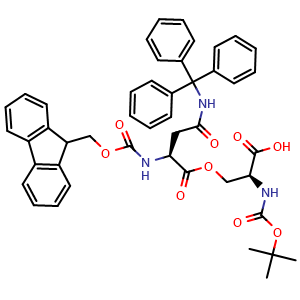 Chemical structure of Boc-Ser(Fmoc-Asn(Trt))-OH , CAS 944283-17-4, AChemBlock AD289039