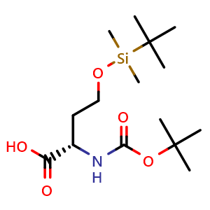 Chemical structure of (S)-2-(Boc-amino)-4-[(tert-butyldimethylsilyl)oxy]butanoic acid , CAS 191655-45-5, AChemBlock AD289041