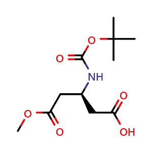 Chemical structure of (S)-3-(Boc-amino)-5-methoxy-5-oxopentanoic acid , CAS 82803-56-3, AChemBlock AD289043