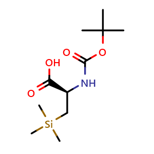 Chemical structure of N-[(1,1-Dimethylethoxy)carbonyl]-3-(trimethylsilyl)-L-alanine , CAS 125447-43-0, AChemBlock AD289045