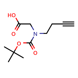 Chemical structure of 2-(But-3-yn-1-yl-Boc-amino)acetic acid , CAS 2639403-62-4, AChemBlock AD289047