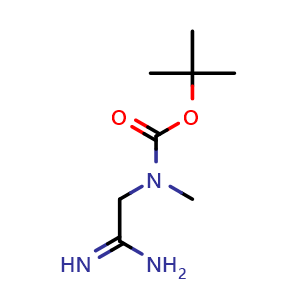 Chemical structure of tert-Butyl (2-amino-2-iminoethyl)(methyl)carbamate , CAS 1330822-94-0, AChemBlock AD289053