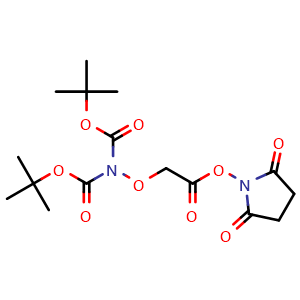 Chemical structure of 2,5-Dioxo-1-pyrrolidinyl 2-[[bis[(1,1-dimethylethoxy)carbonyl]amino]oxy]acetate , CAS 1008512-25-1, AChemBlock AD289054