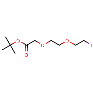 Chemical structure of tert-Butyl 2-(2-(2-iodoethoxy)ethoxy)acetate , CAS 2338824-60-3, AChemBlock AD289055