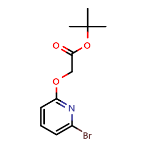 Chemical structure of tert-Butyl 2-((6-bromopyridin-2-yl)oxy)acetate , CAS 1206248-94-3, AChemBlock AD289056