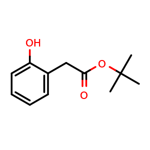 Chemical structure of tert-Butyl 2-(2-hydroxyphenyl)acetate , CAS 258331-10-1, AChemBlock AD289060