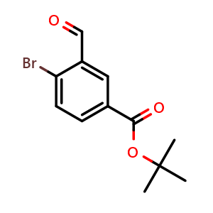 Chemical structure of tert-Butyl 4-bromo-3-formylbenzoate , CAS 1329170-75-3, AChemBlock AD289071