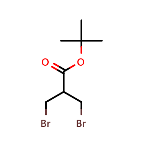 Chemical structure of tert-Butyl 3-bromo-2-(bromomethyl)propanoate , CAS 75509-27-2, AChemBlock AD289076