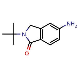 Chemical structure of 5-amino-2-(tert-butyl)isoindolin-1-one , CAS 1219824-58-4, AChemBlock AD289082
