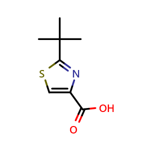 Chemical structure of 2-(tert-Butyl)thiazole-4-carboxylic acid , CAS 1086380-10-0, AChemBlock AD289084