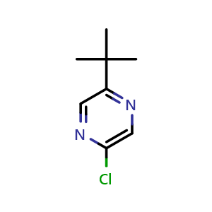 Chemical structure of 2-tert-Butyl-5-chloropyrazine , CAS 1196155-92-6, AChemBlock AD289085