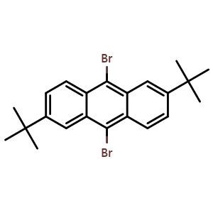 Chemical structure of 9,10-Dibromo-2,6-di-tert-Butylanthracene , CAS 332083-45-1, AChemBlock AD289093