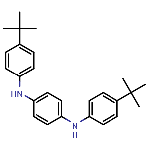 Chemical structure of N1,N4-Bis[4-(tert-butyl)phenyl]benzene-1,4-diamine , CAS 858012-89-2, AChemBlock AD289096