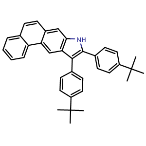 Chemical structure of 9,10-Bis[4-(tert-butyl)phenyl]-8H-naphtho[1,2-f]indole , CAS 3081967-69-0, AChemBlock AD289099