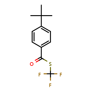 Chemical structure of S-(Trifluoromethyl) 4-(1,1-dimethylethyl)benzenecarbothioate , CAS 1927969-09-2, AChemBlock AD289100