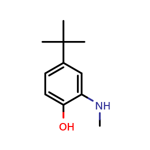 Chemical structure of 4-tert-butyl-2-(methylamino)phenol , CAS 1243473-79-1, AChemBlock AD289105
