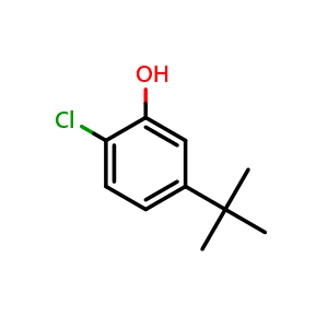 Chemical structure of 5-tert-butyl-2-chlorophenol , CAS 20942-69-2, AChemBlock AD289108