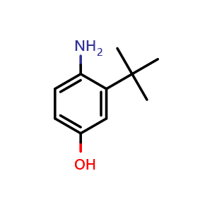 Chemical structure of 4-amino-3-tert-butylphenol , CAS 24197-41-9, AChemBlock AD289112