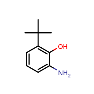 Chemical structure of 2-amino-6-tert-butylphenol , CAS 22385-93-9, AChemBlock AD289117