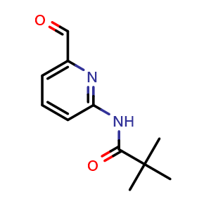 Chemical structure of N-(6-formylpyridin-2-yl)pivalamide , CAS 372948-82-8, AChemBlock AD289123