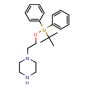 Chemical structure of 1-(2-((tert-butyldiphenylsilyl)oxy)ethyl)piperazine , CAS 887583-71-3, AChemBlock AD289125