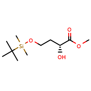 Chemical structure of Methyl (r)-4-((tert-Butyldimethylsilyl)oxy)-2-hydroxybutanoate , CAS 847199-32-0, AChemBlock AD289127