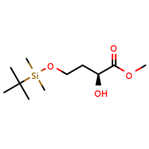 Chemical structure of Methyl (S)-4-((tert-butyldimethylsilyl)oxy)-2-hydroxybutanoate , CAS 307532-01-0, AChemBlock AD289128