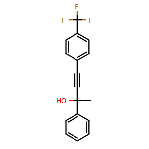 Chemical structure of 2-phenyl-4-(4-(trifluoromethyl)phenyl)but-3-yn-2-ol , CAS 2125671-49-8, AChemBlock AD289146