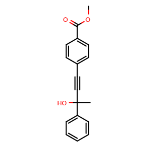 Chemical structure of Methyl 4-(3-hydroxy-3-phenyl-1-butyn-1-yl)benzoate , CAS 1799902-25-2, AChemBlock AD289147