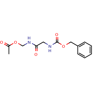 Chemical structure of (2-(((Benzyloxy)carbonyl)amino)acetamido)methyl acetate , CAS 75666-46-5, AChemBlock AD289152