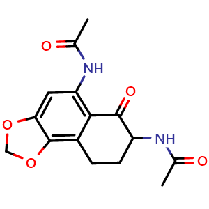 Chemical structure of N,N′-(6-Oxo-6,7,8,9-tetrahydronaphtho[1,2-d][1,3]dioxole-5,7-diyl)diacetamide , CAS 3003834-49-6, AChemBlock AD289156