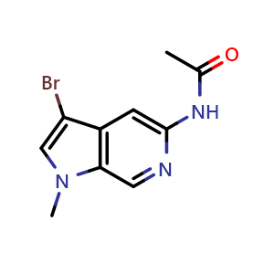 Chemical structure of N-(3-Bromo-1-methyl-1H-pyrrolo[2,3-c]pyridin-5-yl)acetamide , CAS 2368945-97-3, AChemBlock AD289157