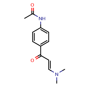 Chemical structure of N-(4-[(2E)-3-(dimethylamino)prop-2-enoyl]phenyl)acetamide , CAS 1056165-71-9, AChemBlock AD289160