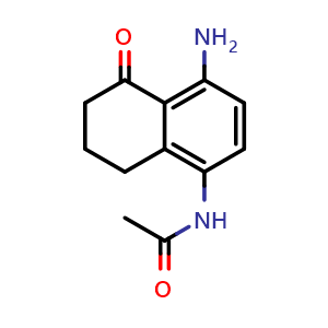 Chemical structure of N-(4-Amino-5-oxo-5,6,7,8-tetrahydronaphthalen-1-yl)acetamide , CAS 2495742-25-9, AChemBlock AD289162