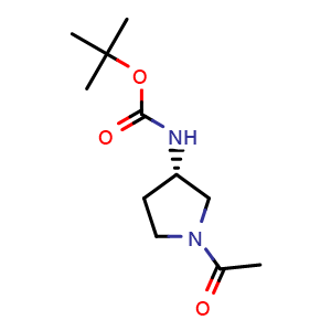 Chemical structure of (S)-1-[3-(Boc-amino)pyrrolidin-1-yl]ethanone , CAS 1013920-62-1, AChemBlock AD289170