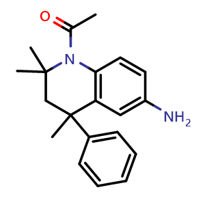 Chemical structure of 1-(6-Amino-2,2,4-trimethyl-4-phenyl-3,4-dihydroquinolin-1(2H)-yl)ethan-1-one , CAS 332904-33-3, AChemBlock AD289171