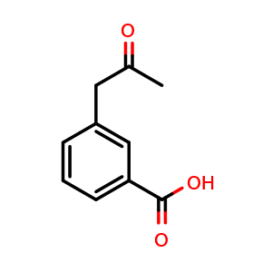 Chemical structure of 3-(2-oxopropyl)benzoic acid , CAS 205927-63-5, AChemBlock AD289173