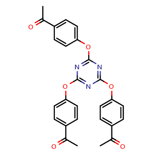 Chemical structure of 1,1',1''-(((1,3,5-triazine-2,4,6-triyl)tris(oxy))tris(benzene-4,1-diyl))tris(ethan-1-one) , CAS 1919-15-9, AChemBlock AD289183