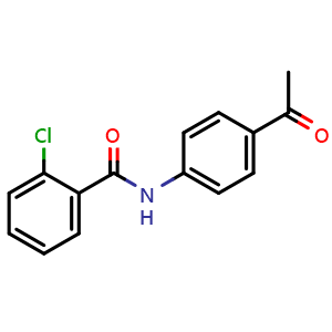 Chemical structure of N-(4-Acetylphenyl)-2-chlorobenzamide , CAS 84833-22-7, AChemBlock AD289184