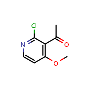 Chemical structure of 1-(2-chloro-4-methoxypyridin-3-yl)ethan-1-one , CAS 1780778-35-9, AChemBlock AD289192