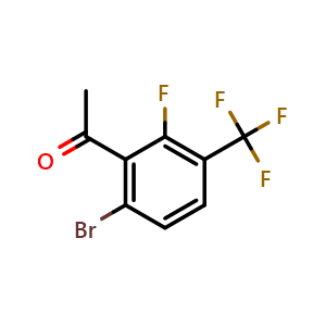 Chemical structure of 1-(6-Bromo-2-fluoro-3-(trifluoromethyl)phenyl)ethan-1-one , CAS 1823321-62-5, AChemBlock AD289194