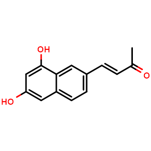 Chemical structure of (E)-4-(6,8-Dihydroxynaphthalen-2-yl)but-3-en-2-one , CAS 1370531-90-0, AChemBlock AD289202