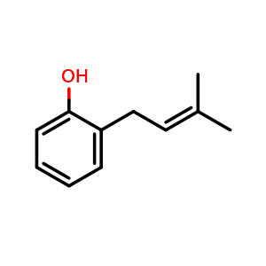 Chemical structure of 2-(3-Methylbut-2-en-1-yl)phenol , CAS 1128-92-3, AChemBlock AD289203