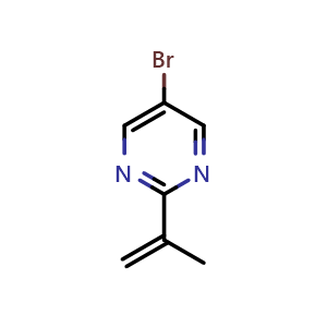 Chemical structure of 5-Bromo-2-(prop-1-en-2-yl)pyrimidine , CAS 1314354-16-9, AChemBlock AD289205