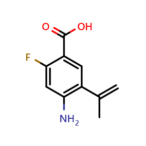 Chemical structure of 4-Amino-2-fluoro-5-(prop-1-en-2-yl)benzoic acid , CAS 2890260-59-8, AChemBlock AD289206