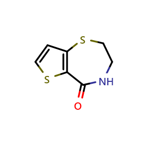 Chemical structure of 3,4-Dihydrothieno[2,3-f][1,4]thiazepin-5(2H)-one , CAS 104728-28-1, AChemBlock AD289215