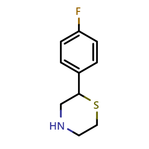 Chemical structure of 2-(4-fluorophenyl)thiomorpholine , CAS 1001940-38-0, AChemBlock AD289216